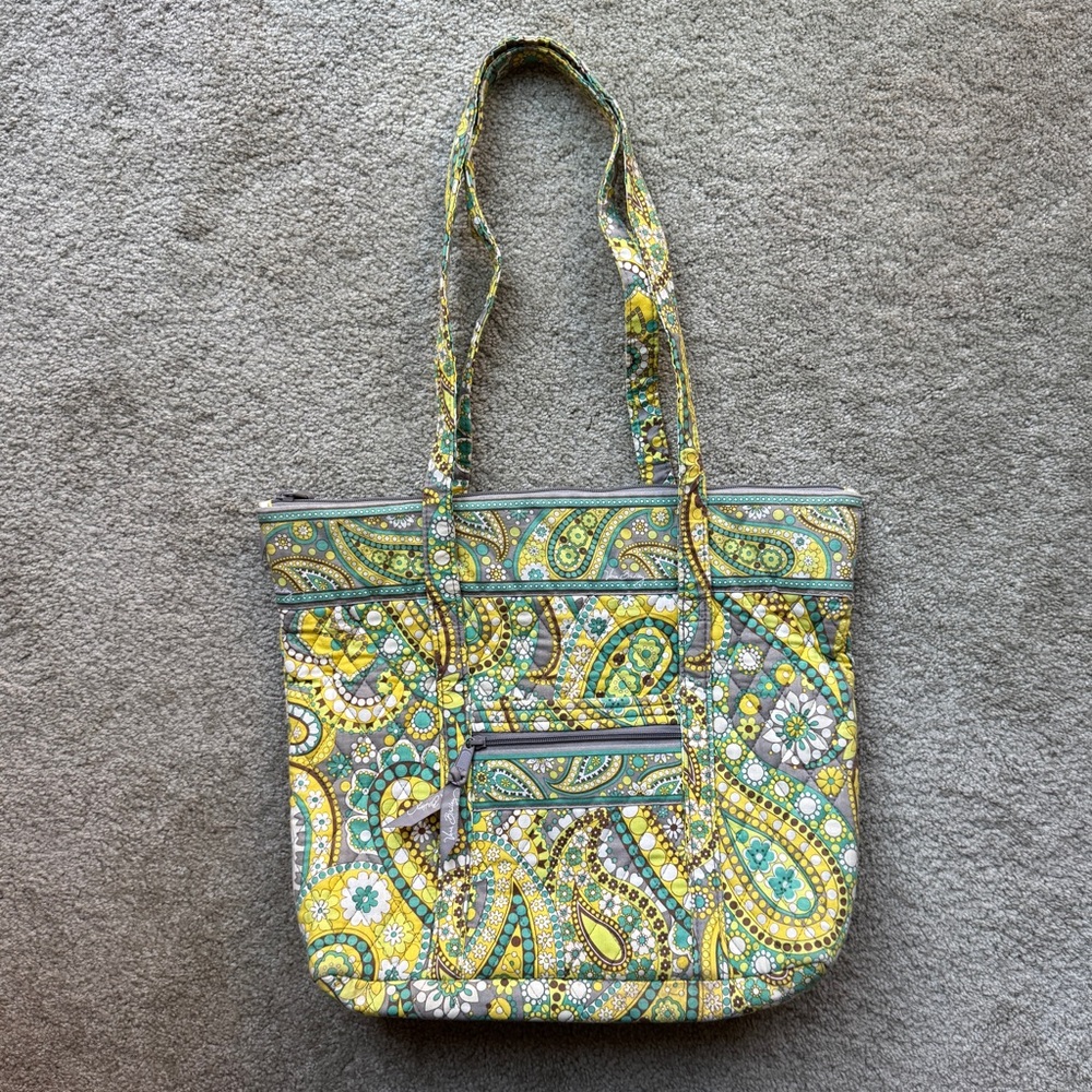 Vera Bradley Paisley Tote Bag - Green and Yellow